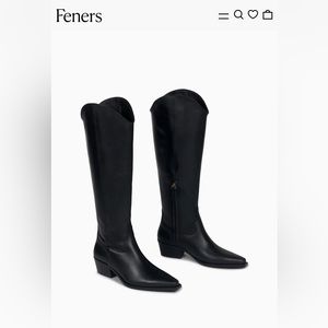 Feners Black Knee High Boots